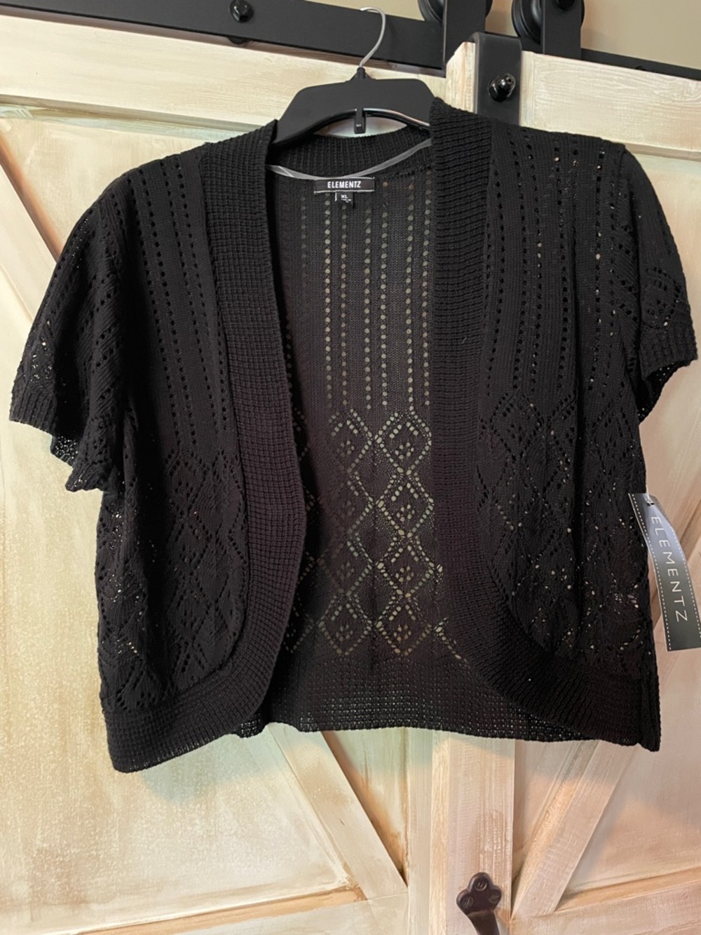 Elementz crochet sweater shrug black extra large new with tags
